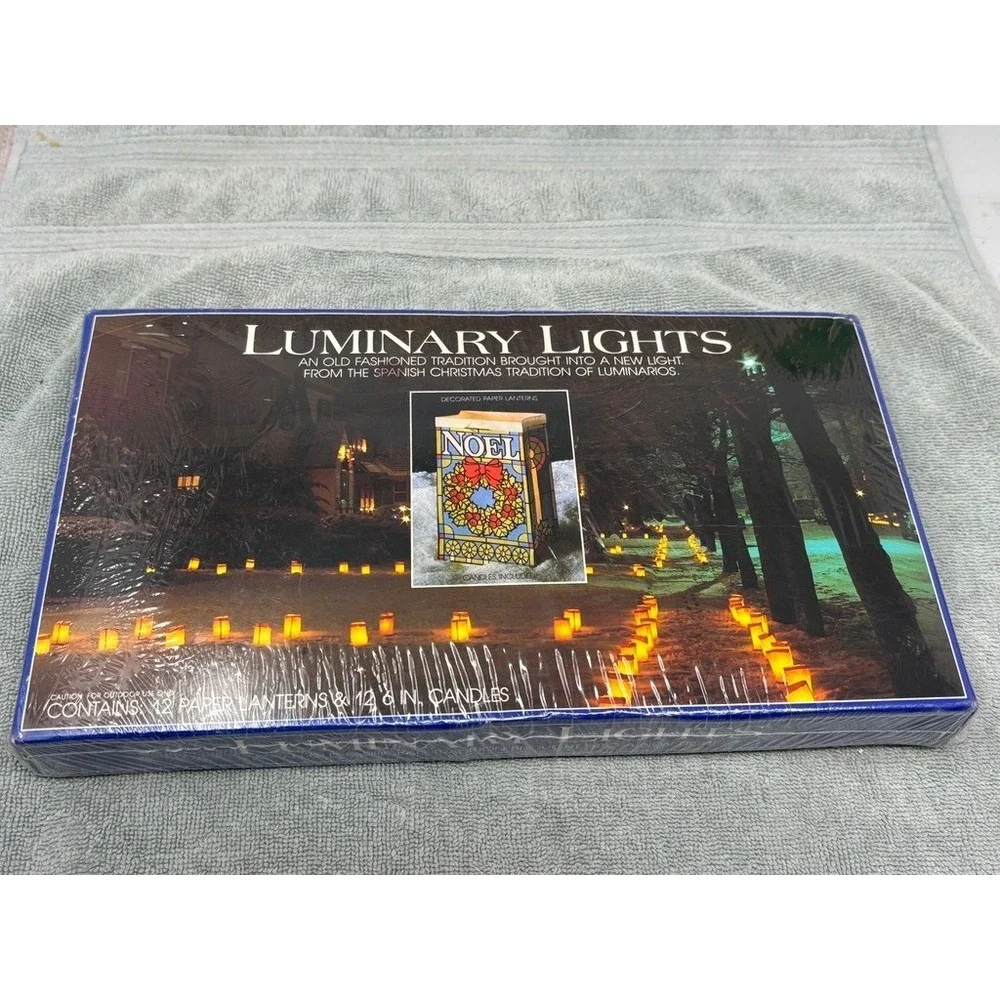 Vintage NOEL Luminary Lights Christmas 12 Paper‎ Lanterns Candles